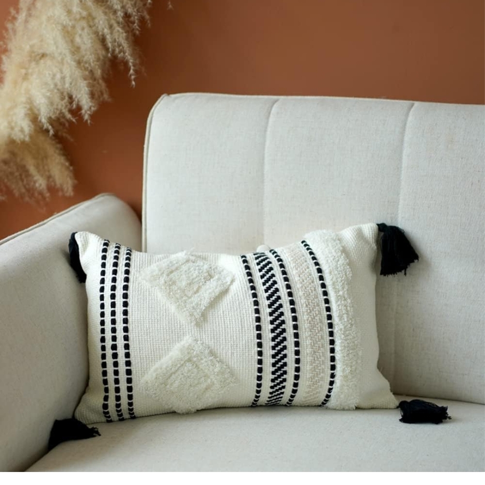 Elegant Black and White Accent Pillow